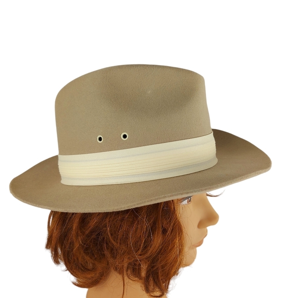 Vintage wool felt Safari hat Made in USA western cowboy fedora